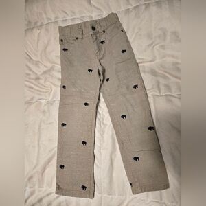 Janie and Jack Tan Courderoy Pants with Buffalo Pattern